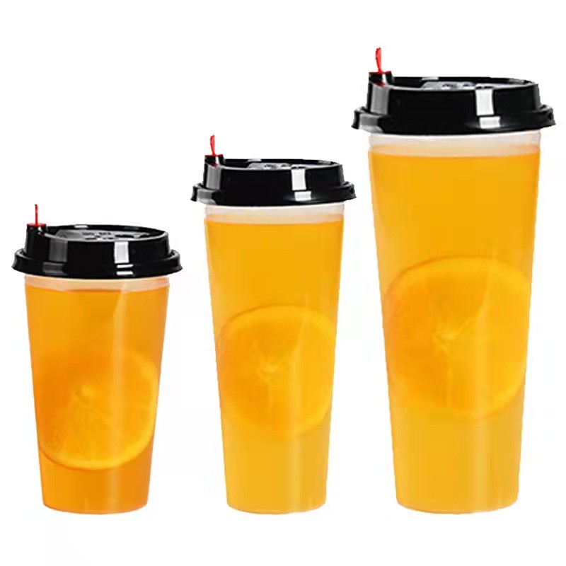 OEM 1L Milk Tea Plastic Cups Single Wall 95mm PP Disposable Cups 1000ml
