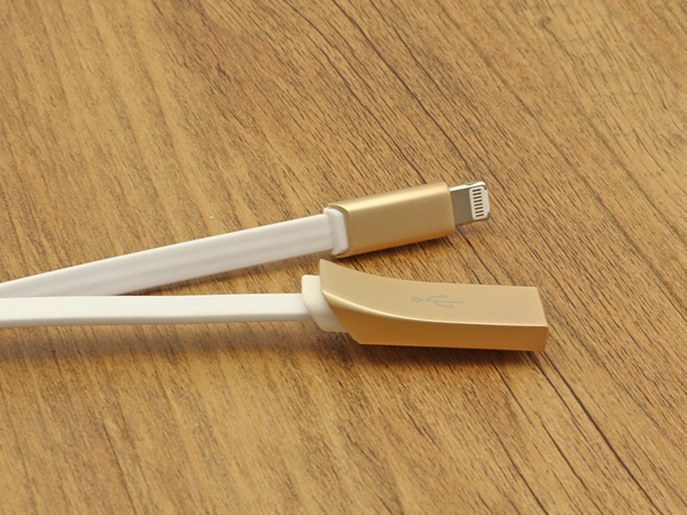 Metal Head Micro Flat USB Cable 3D Zinc Alloy For Samsung With Length 100cm