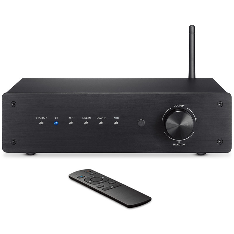 China Audio OEM Supplier Bluetooth Audio Stereo Amplifier 200W Dual Channel Mini Hi-Fi Stereo Receiver, 2.0CH Power Amp w/HDMI(ARC) Opt Coax RCA for