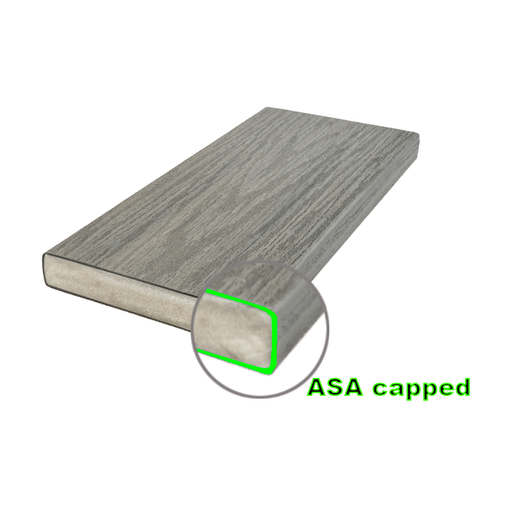 140mm*25mm Anti-fading Solid PVC Decking for Outdoor Garden Eco-friendly Asa Capped