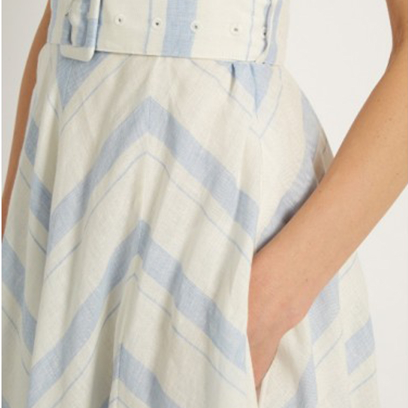 Fashion New Women Blue White Maxi Dress Girls Wrap Dress Ladies Striped Causal Dress For Wholesale