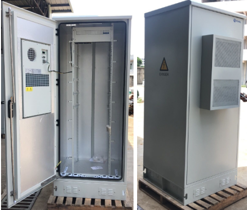 Thermal Insulated 42U Outdoor Telecom Enclosure IP55 DC48V Air Conditioner Cooling