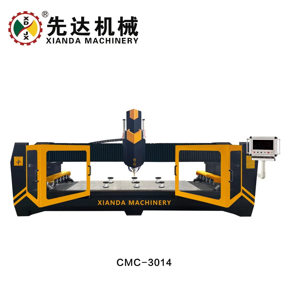4 Axis CNC Bridge Saw Cutter Machine for Cutting Milling Drilling Processing Stone Granite Marble Quartz Kitchen Countertop Slab Tile Sink Cutout