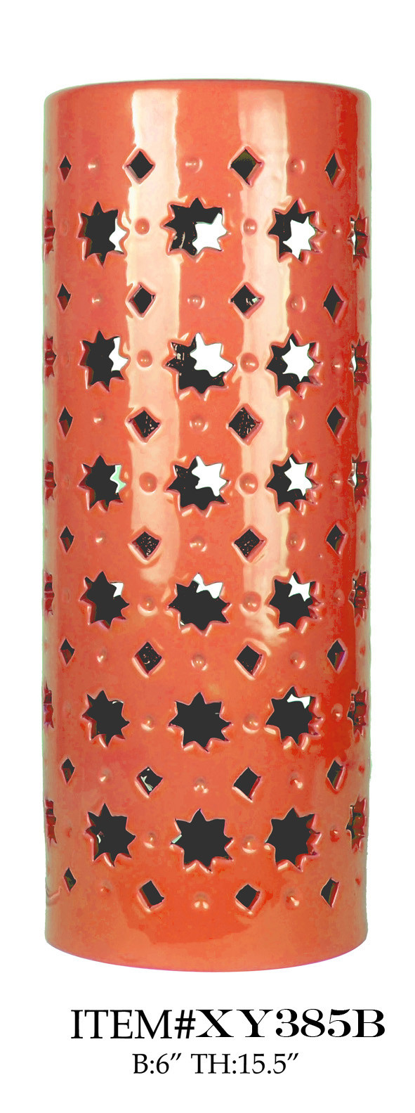 UMIK Simple Modern Table Lamp Cylinder Porcelain Tall Star Cut Out Lamp D6*15.5"