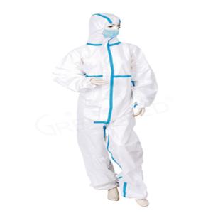 China White Blue Elastic Cuff Hooded Isolation Protective Clothing wholesale
