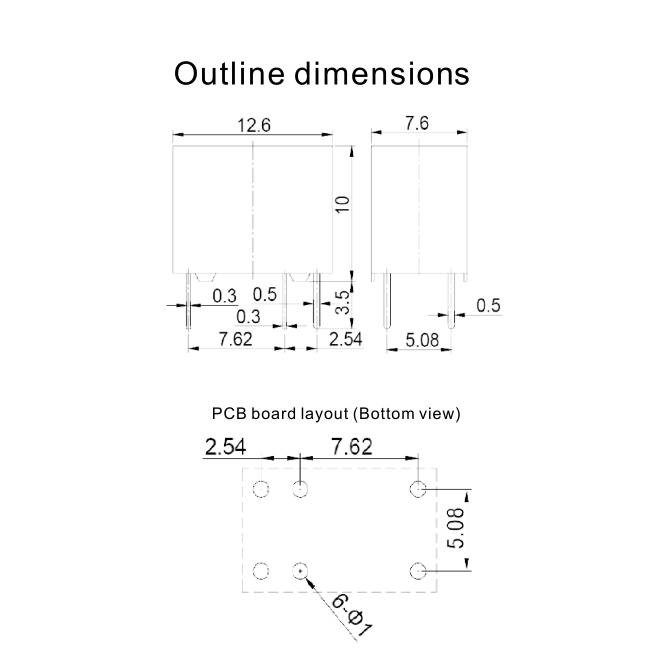 Mini DC12V 1A Signal Double Coil Relay 0.2W PCB For Traffic System