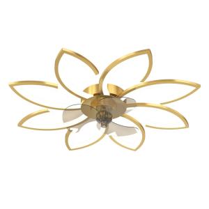 China Fashion Art Multi-head Petal Inverter Bedroom Fan Light Scandinavian Minimalist Pop Living Room Fan Light wholesale