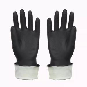 China S - XXL Size Long Black Latex Gloves Dip Flocklined wholesale