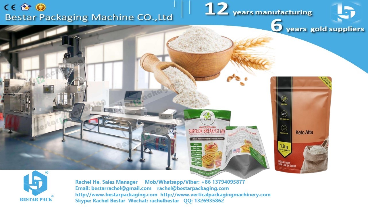Bestar automatic doypack machine 8 stations for wheat flour 2kg zipper pouch
