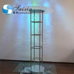 China Acrylic Flower Stand Wedding Carved Works Silver Display With Hanging Ball Terrarium wholesale