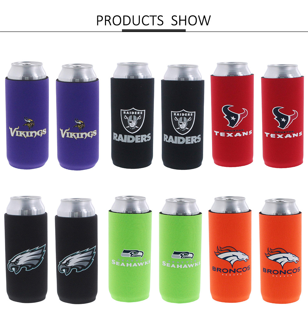 24 Oz Insulated Beer Can Sleeve With Football Team Logo