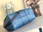 Large Branded Mens Bag Keepall BANDOULIÈRE 50 Blue Boston Bags