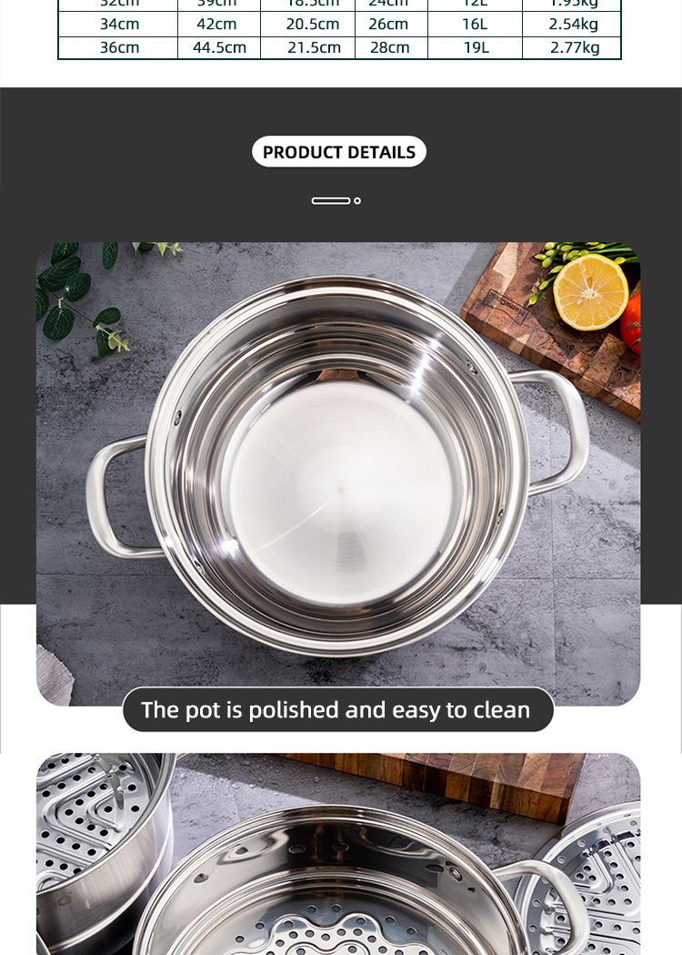 New Product 304 Stainless Steel Steamer Pot Soup Set Stainless Steel Cooker Cooking Soup Pot Steamer Pot
