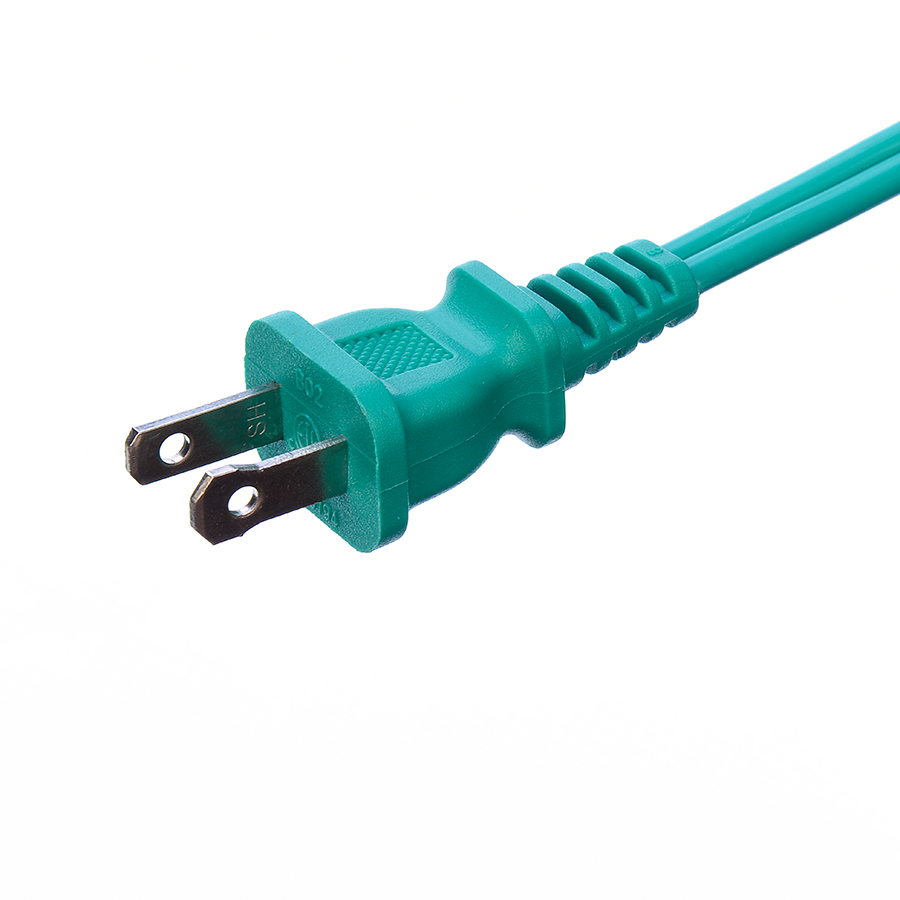 3 Outlet Extension Cord with Green PVC Jacket Material SPT-2 14/2 AWG 6FT/12FT 2 Prong Power Strip and Safety Cap Cover