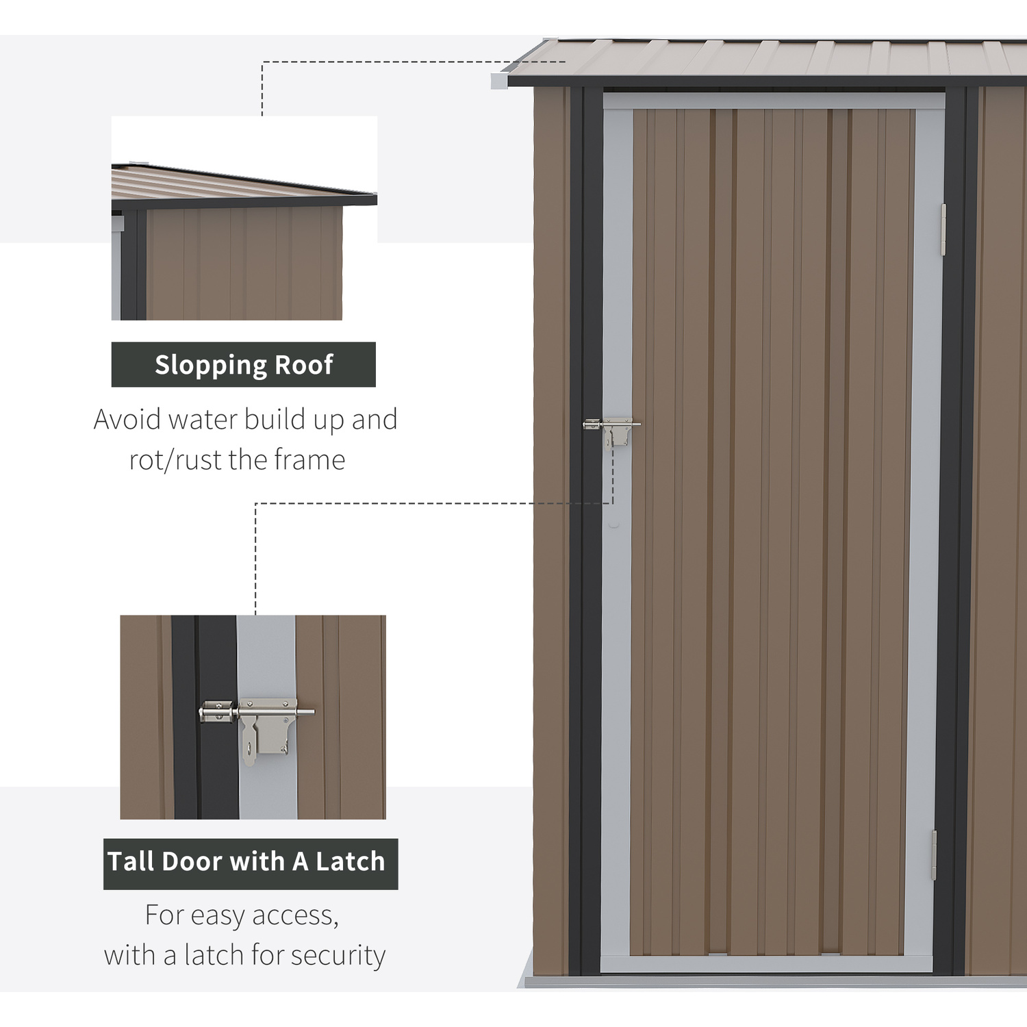 AJUNION 5x3FT Galvanised Steel Outdoor Shed for Sustainable Tools and Bike Storage
