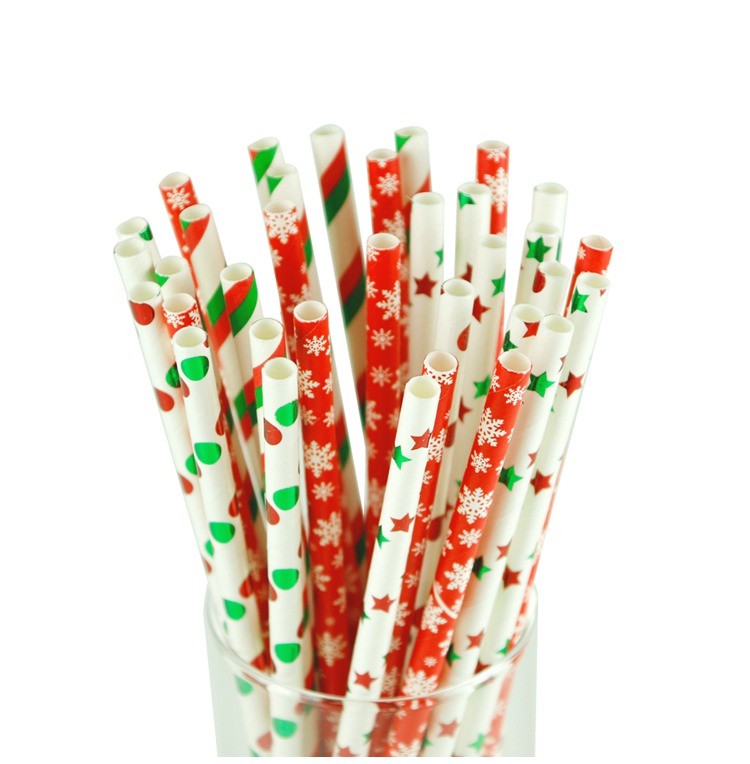 Green Christmas Paper Straws