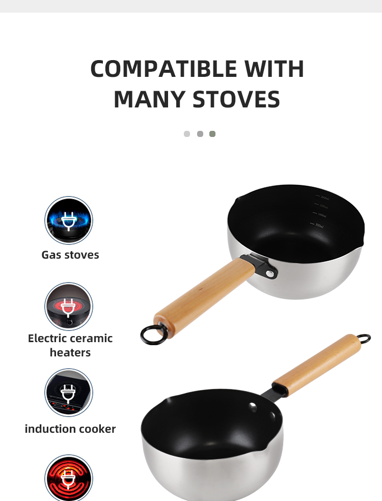 Nonstick Japanese Sauce Pan Single Handle Stainless Steel Sauce Pan