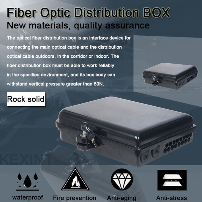 24 Core Outdoor Fiber Optic Distribution Box ABS PC Wall Hanging Pole Installation