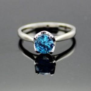 China Women 925 Silver Jewelry 5mm Round Blue Topaz Cubic Zircon Ring(R258) wholesale