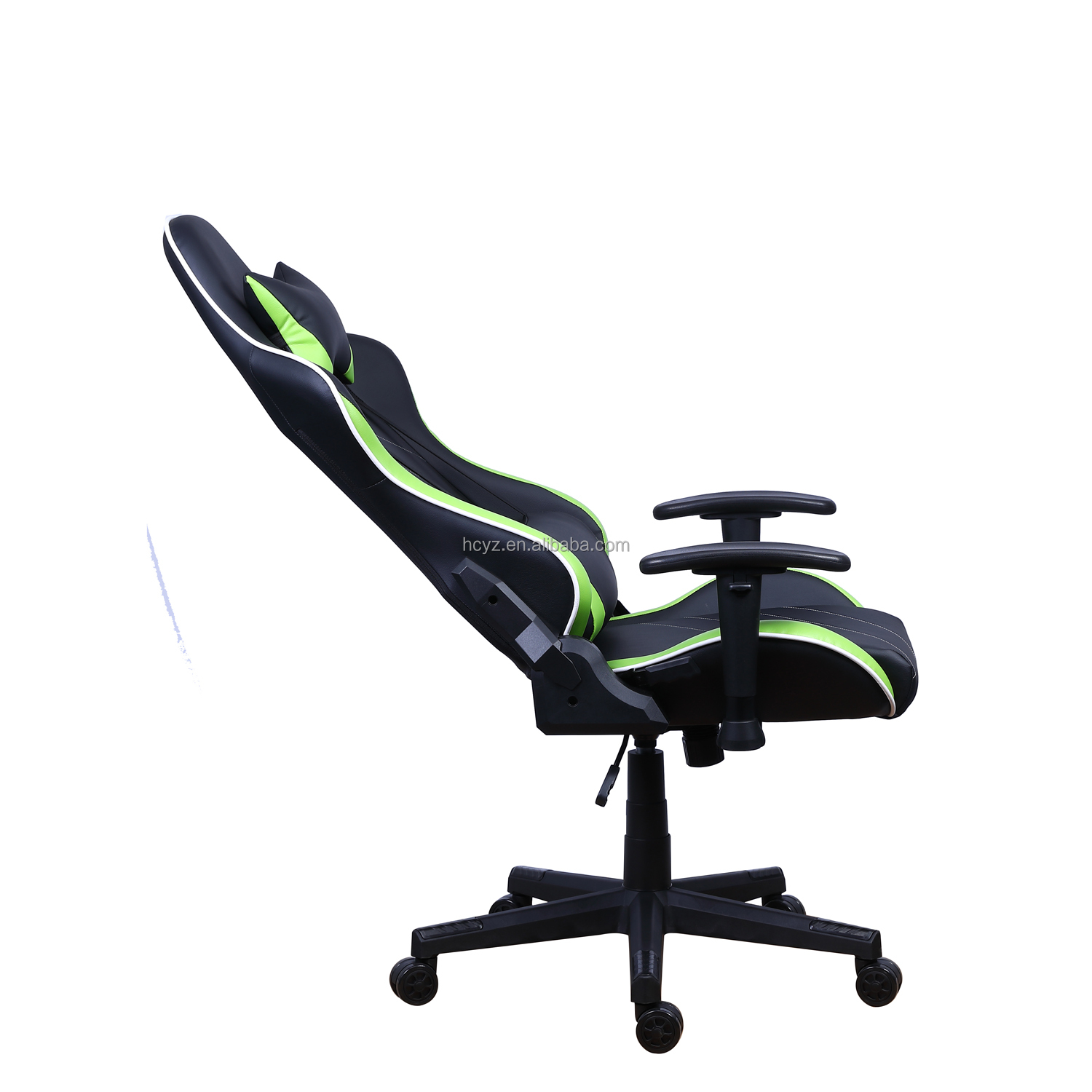 PU Castors Leather Reclining Gamer Chair with LED Light Bar Racer RGB Gaming Chair