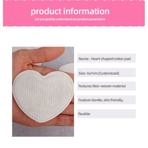 OEM Eco Friendly Heart Shaped Cotton Pads Disposable Biodegradable Makeup Remover Pads