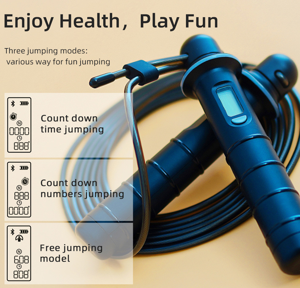 280cm Cordless Digital Fitness Skipping Rope Calorie Counter Timer 2x AAA