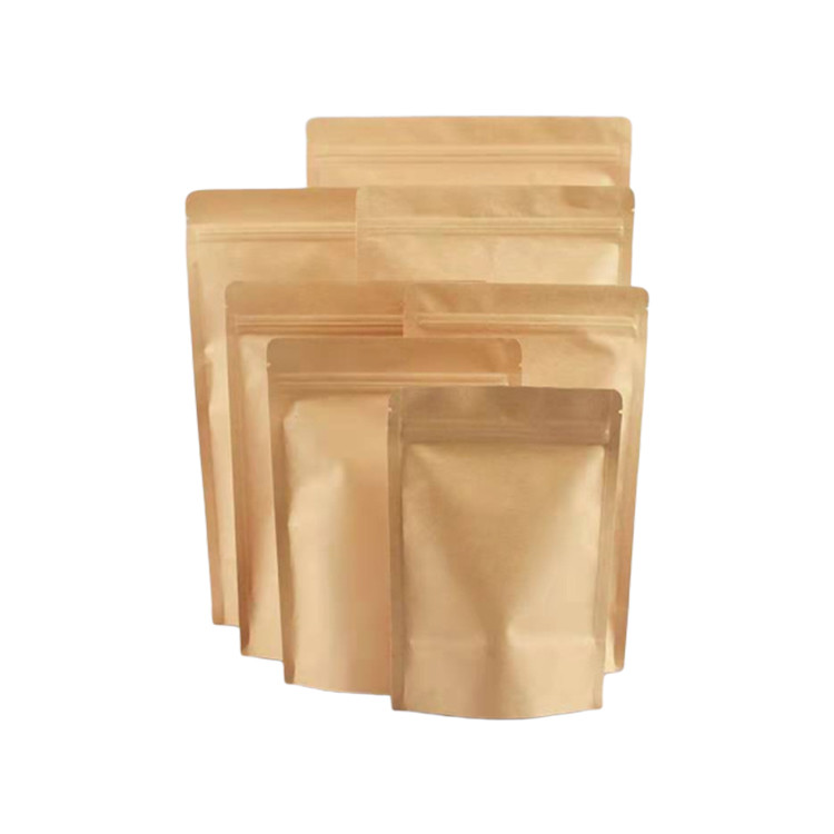Paper Bag 100g Coffee Waterproof Bags Zipper White Tea Kraft Stand Up Pouch