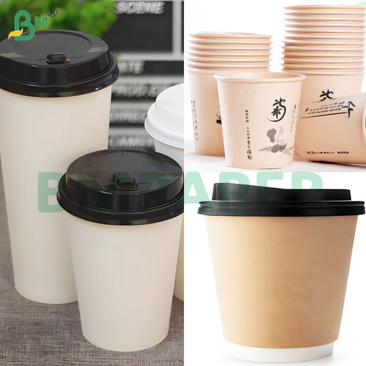 Double Side PE Coated Brown Cup Base Paper Rolls 190+10gsm