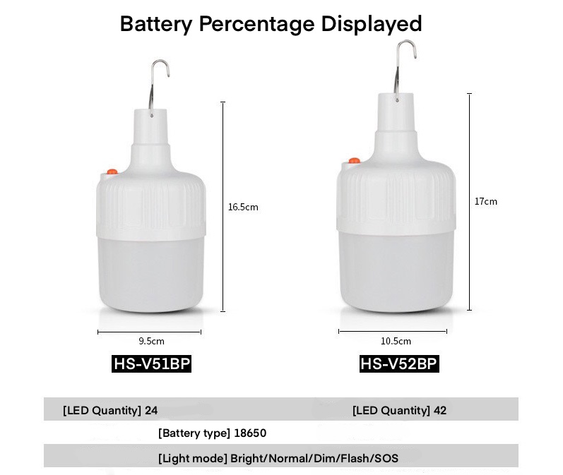 Hook Design Portable Solar/Battery Powered LED Light Emergency Rechargeable Efficient Energy Saving for Home Garden Tent Camping