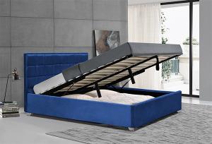 China Ottoman Velvet Blue Storage Bed Frame With Plastic Legs wholesale