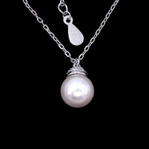 China Italy Style Silver Pearl Necklace / Blank 925 Sterling Freshwater Pearl Drop Necklace wholesale