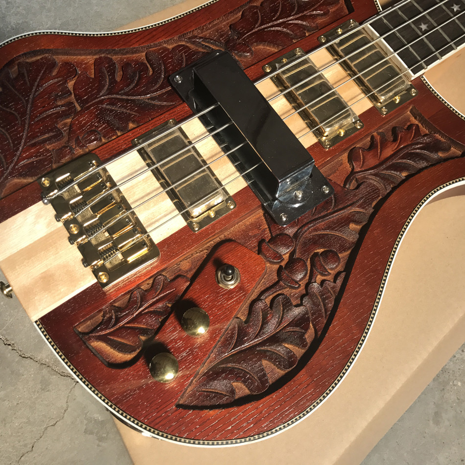 2018 new style high quality custom of carving high-quality custom 4 string bass guitar, ebony fingerboard
