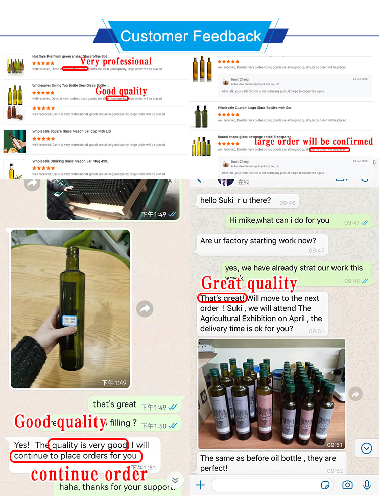 Green Amber Glass Edible Oil Bottle with Screw Cap