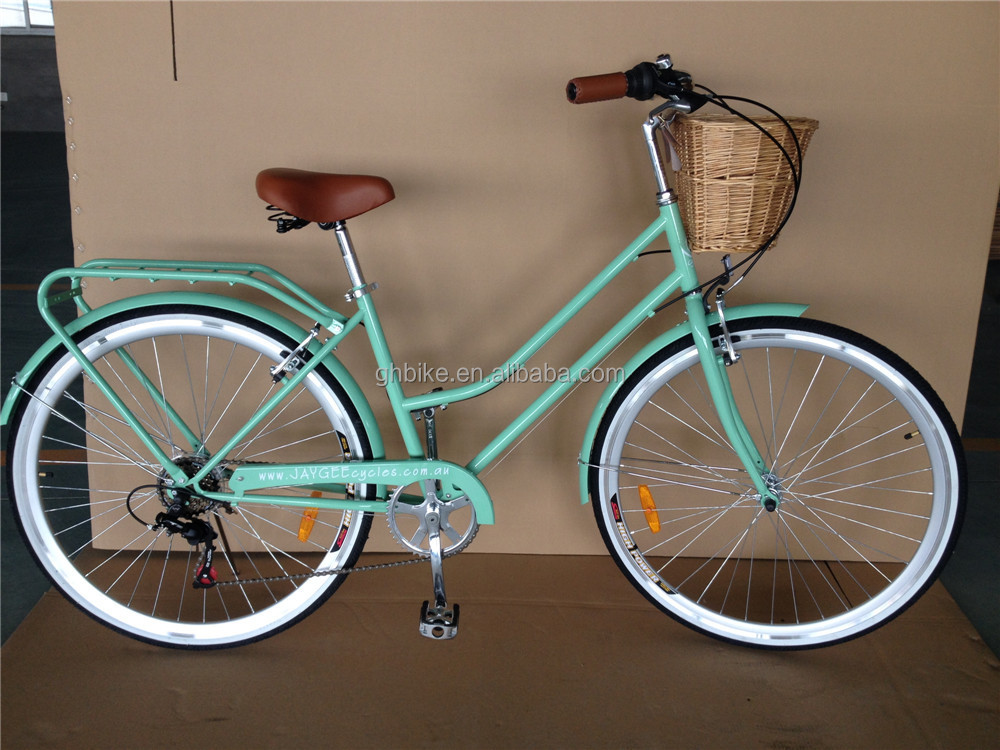 7 Gear Women's Vintage Hybrid Bicycle 26" Aluminum Alloy Frame and Load Capacity 160kg