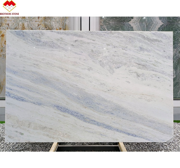 Fantasy Blue Marble Vanity Top Countertop Table OEM Custom Blue Crystal Quartz Stone