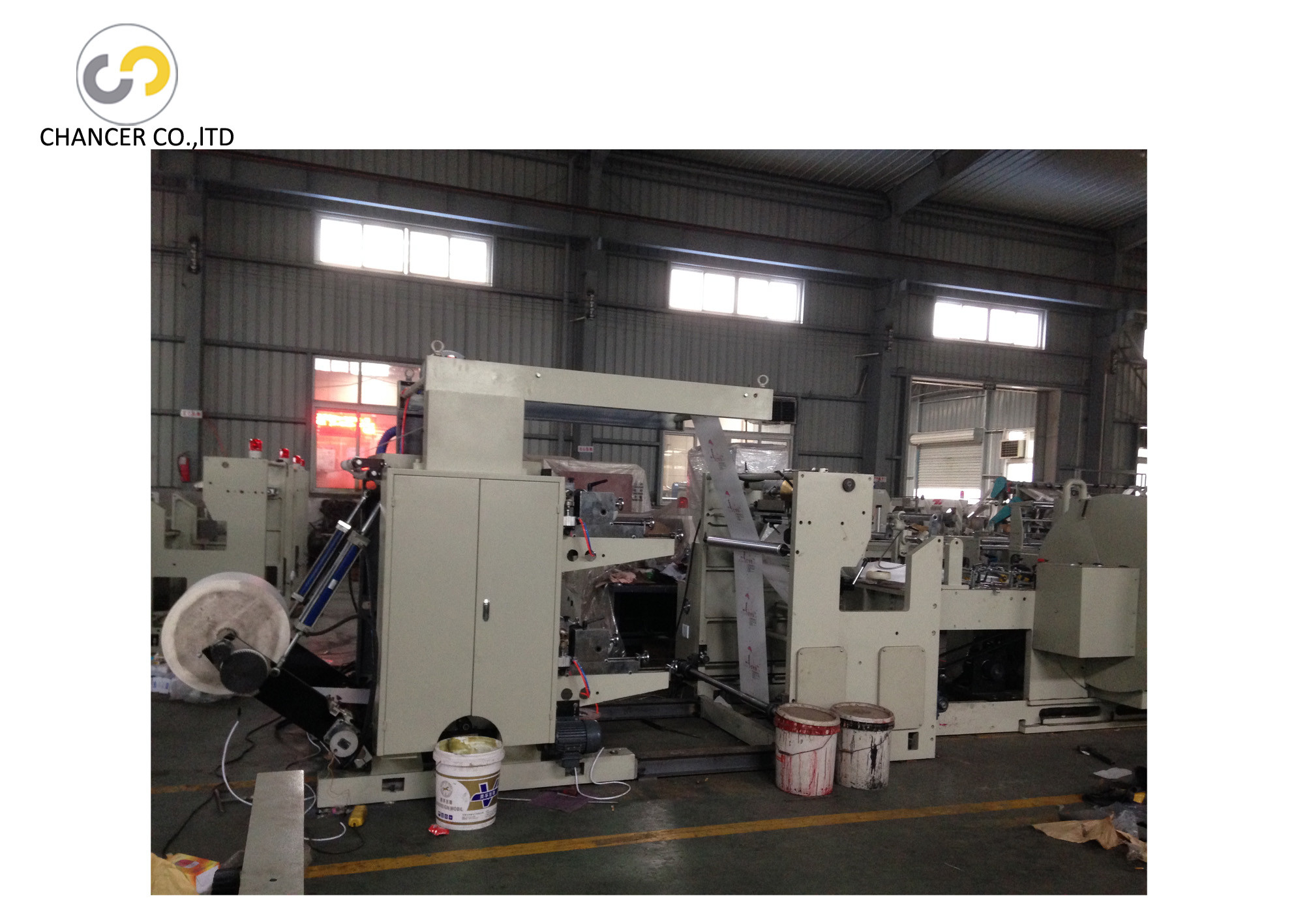 Automatic food paper bag making machine with 2 colors flexo printing