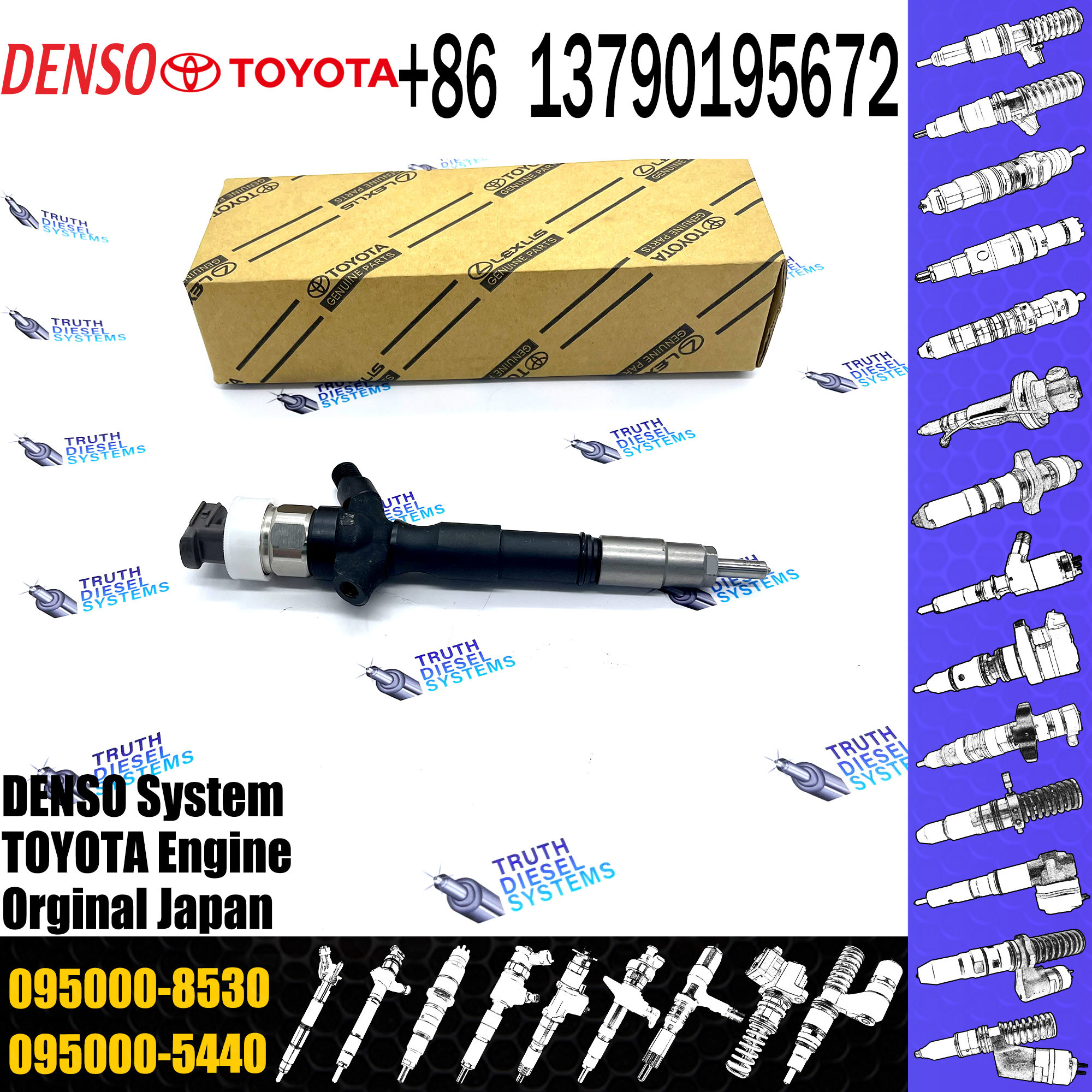 Diesel Injector 23670-09360 23670-0L070 Common Rail Injetor 095000-8740 095000-8530 for TOYOTA Hilux 2KD