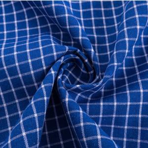 China Shirt 100D Blue Gingham Cotton Fabric By The Yard 300GSM 50*50 Count wholesale