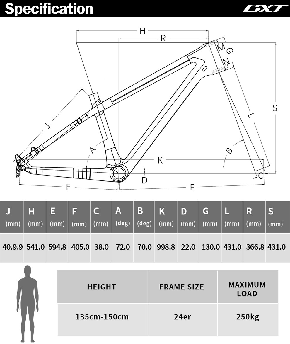 Kids Sports MTB Bicycle Frame Full Carbon Fiber 24er Mountain Bike Frames