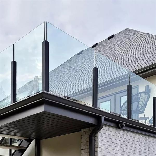 Quality Modern Laminated Glass Balcony Handrails , Glass Balustrade Stainless Steel Post for sale