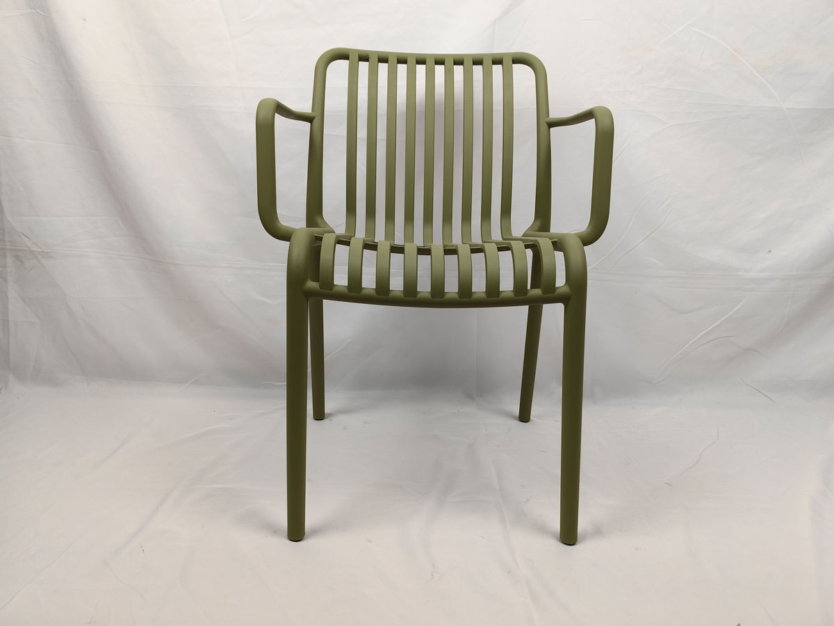 Retro Plastic Patio Dining Chairs Stackable Bistro Armchair High Back