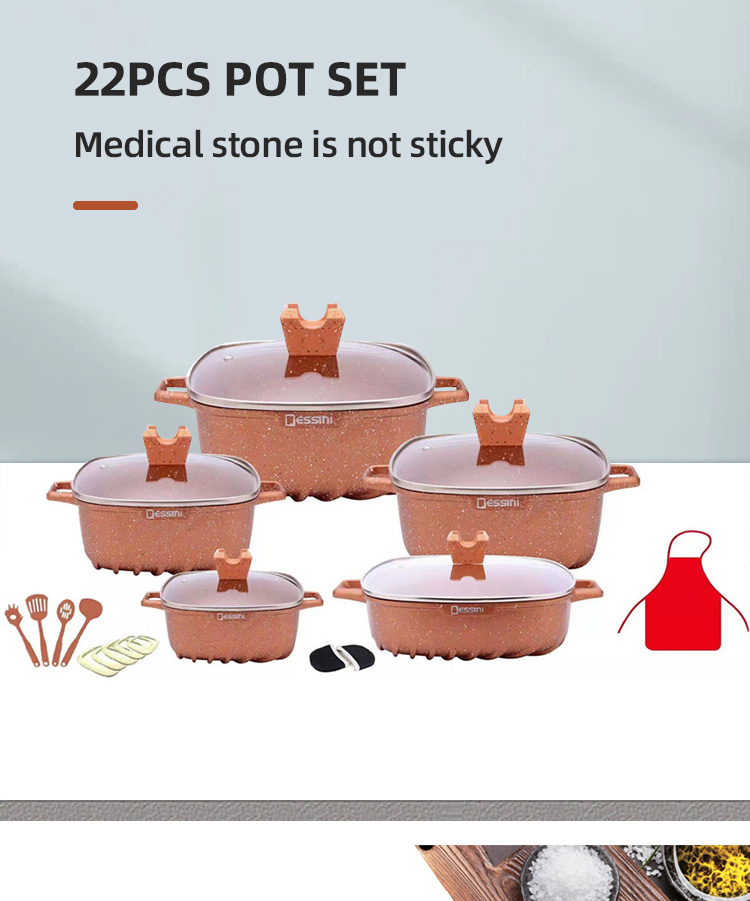Brand New Design 22Pcs White Kitchen Ware Set Aluminum Nonstick Cookware Cooking Pot Sets