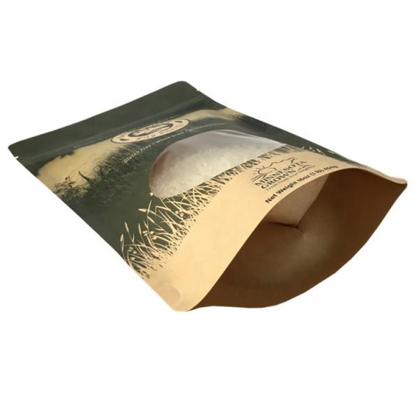 Food grade 3kg 5kg stand up pouch kraft paper bags for rice packaging