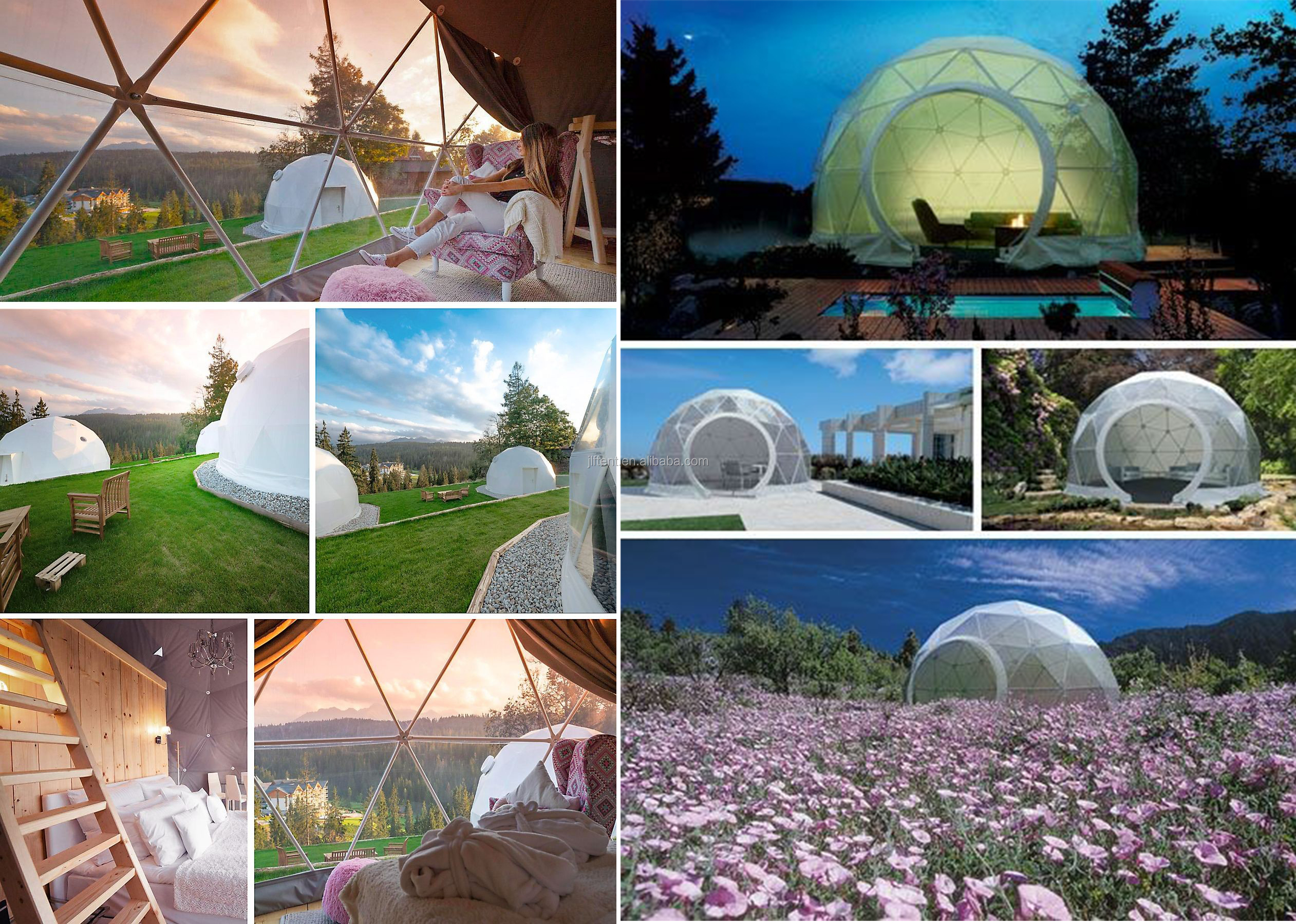 Igloo Glamping Geodesic Dome Tent Winter PVC Cloth 2-10 People Living
