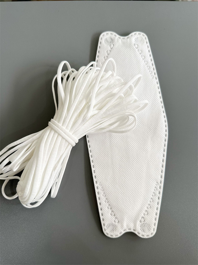 5mm Flat Ear Loop Elastic Cord White Polyester Spandex Earloop For Korean 3D Mask