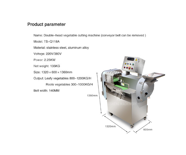 2.25kw 1000kg/h Vegetable Cutter Potato Slicer Machine