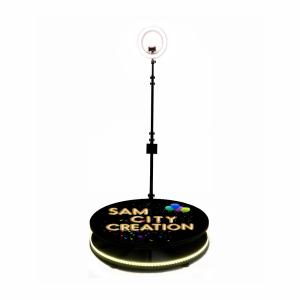 China Black Spinning 360 Photo Booth Machine Rotating Platform With Ring Light wholesale