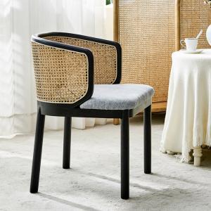 China Hotel Restaurant Upholstered Wooden Chair Rattan Back 55*53*77 wholesale
