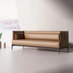 Sponges Filler Office Leather Sofa Set Brown Color Durability For Apartment