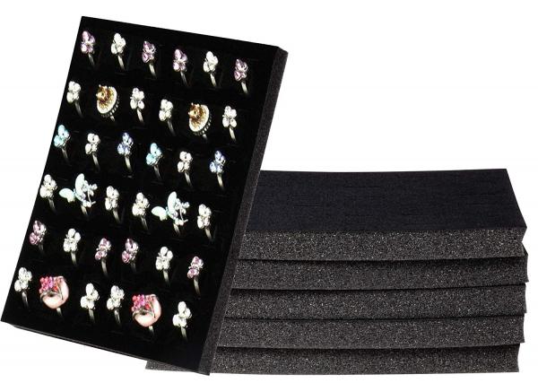 PU Velvet Foam Box Inserts Black / White , Jewelry Box Foam Protective